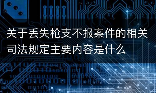 关于丢失枪支不报案件的相关司法规定主要内容是什么