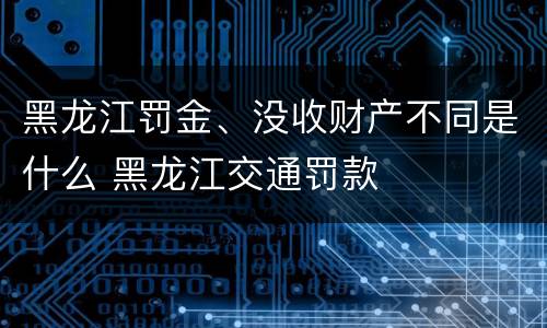 黑龙江罚金、没收财产不同是什么 黑龙江交通罚款