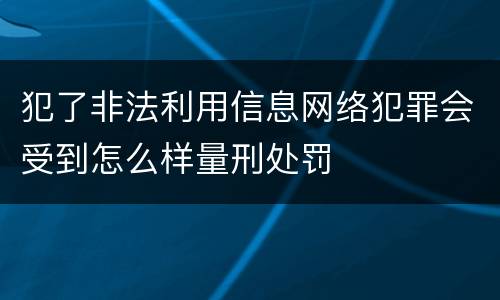 犯了非法利用信息网络犯罪会受到怎么样量刑处罚