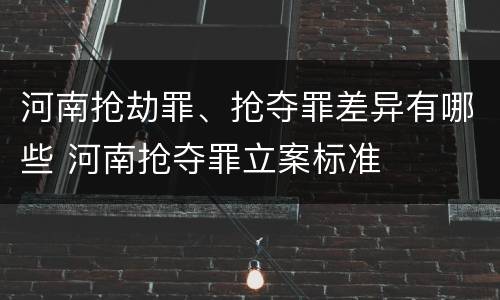 河南抢劫罪、抢夺罪差异有哪些 河南抢夺罪立案标准