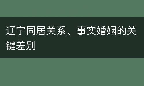 辽宁同居关系、事实婚姻的关键差别