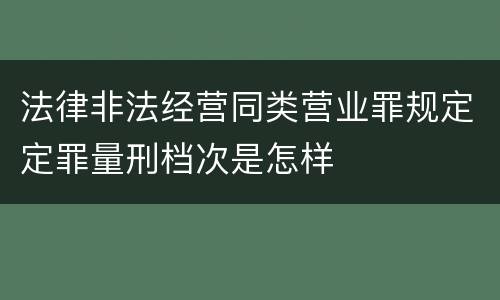 法律非法经营同类营业罪规定定罪量刑档次是怎样