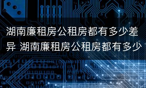 湖南廉租房公租房都有多少差异 湖南廉租房公租房都有多少差异啊