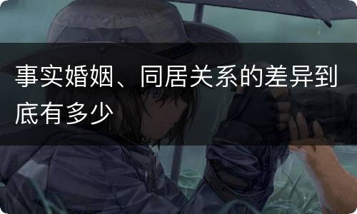 事实婚姻、同居关系的差异到底有多少