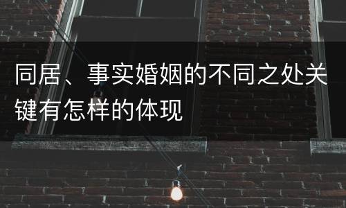 同居、事实婚姻的不同之处关键有怎样的体现