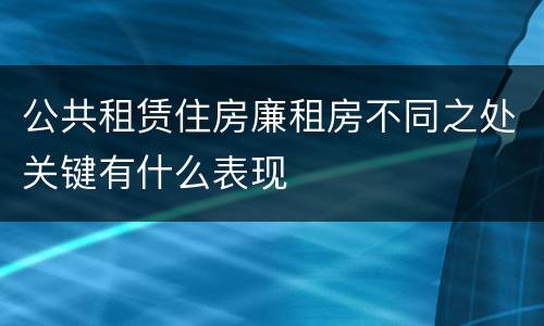 公共租赁住房廉租房不同之处关键有什么表现