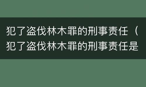 犯了盗伐林木罪的刑事责任（犯了盗伐林木罪的刑事责任是什么）