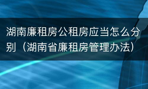 湖南廉租房公租房应当怎么分别（湖南省廉租房管理办法）