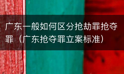 广东一般如何区分抢劫罪抢夺罪（广东抢夺罪立案标准）