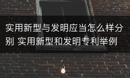 实用新型与发明应当怎么样分别 实用新型和发明专利举例