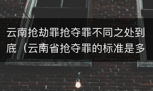 云南抢劫罪抢夺罪不同之处到底（云南省抢夺罪的标准是多少?）