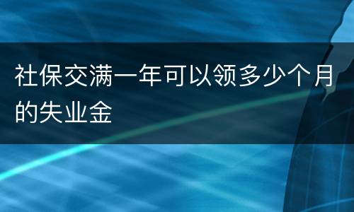 社保交满一年可以领多少个月的失业金