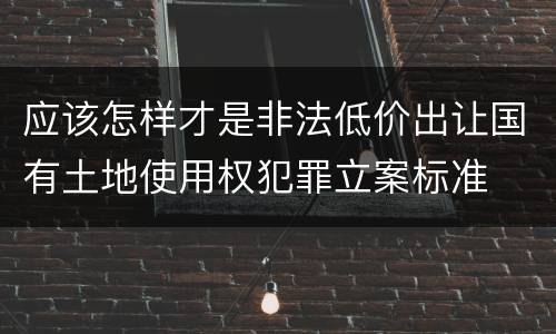 应该怎样才是非法低价出让国有土地使用权犯罪立案标准