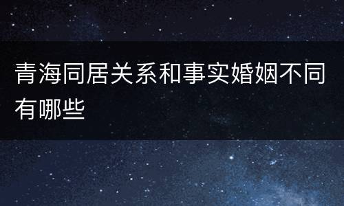 青海同居关系和事实婚姻不同有哪些