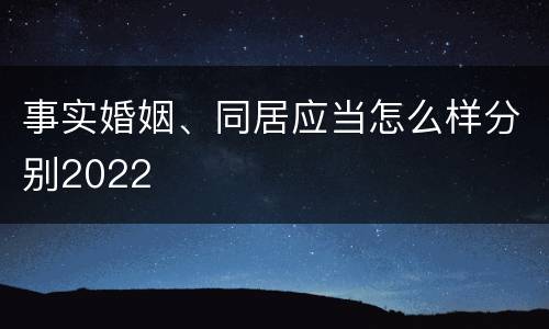 事实婚姻、同居应当怎么样分别2022