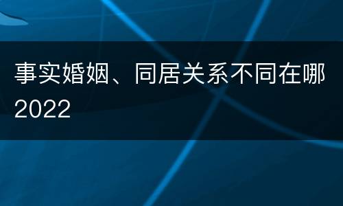 事实婚姻、同居关系不同在哪2022