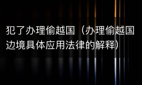 犯了办理偷越国（办理偷越国边境具体应用法律的解释）