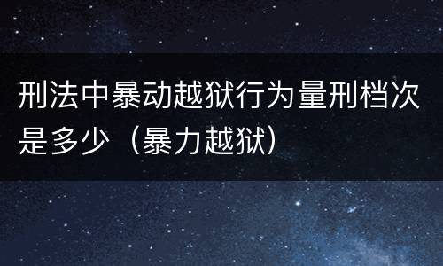 刑法中暴动越狱行为量刑档次是多少（暴力越狱）