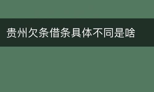 贵州欠条借条具体不同是啥