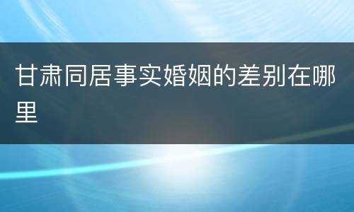 甘肃同居事实婚姻的差别在哪里