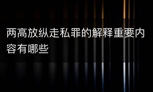 两高放纵走私罪的解释重要内容有哪些