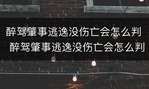 醉驾肇事逃逸没伤亡会怎么判 醉驾肇事逃逸没伤亡会怎么判刑呢