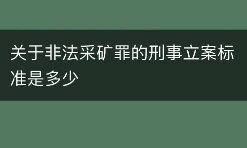 关于非法采矿罪的刑事立案标准是多少