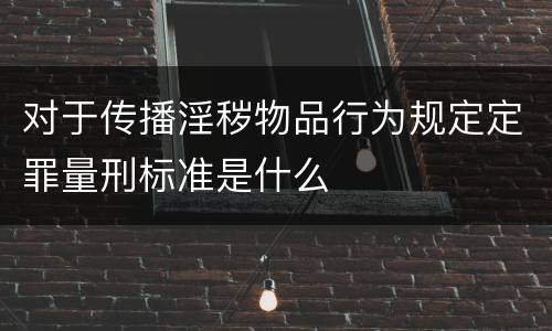 对于传播淫秽物品行为规定定罪量刑标准是什么