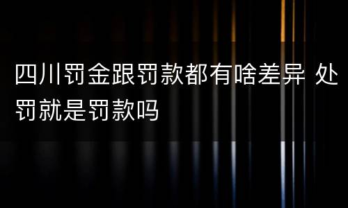 四川罚金跟罚款都有啥差异 处罚就是罚款吗