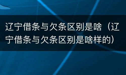 辽宁借条与欠条区别是啥（辽宁借条与欠条区别是啥样的）