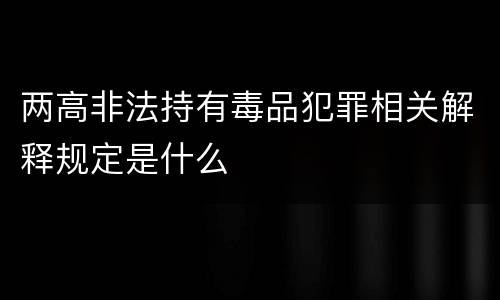 两高非法持有毒品犯罪相关解释规定是什么