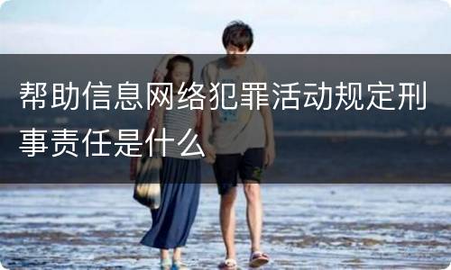 帮助信息网络犯罪活动规定刑事责任是什么