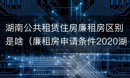 湖南公共租赁住房廉租房区别是啥（廉租房申请条件2020湖南）