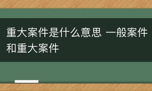 重大案件是什么意思 一般案件和重大案件