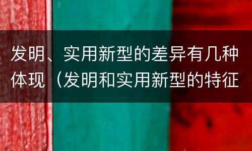 发明、实用新型的差异有几种体现（发明和实用新型的特征）