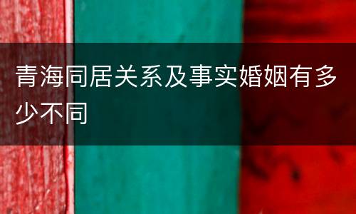 青海同居关系及事实婚姻有多少不同