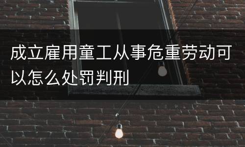 成立雇用童工从事危重劳动可以怎么处罚判刑