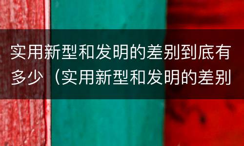 实用新型和发明的差别到底有多少（实用新型和发明的差别到底有多少种）