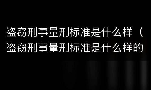 盗窃刑事量刑标准是什么样（盗窃刑事量刑标准是什么样的）