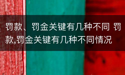 罚款、罚金关键有几种不同 罚款,罚金关键有几种不同情况