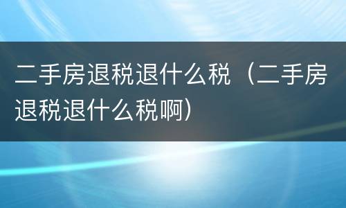 二手房退税退什么税（二手房退税退什么税啊）