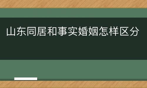 山东同居和事实婚姻怎样区分