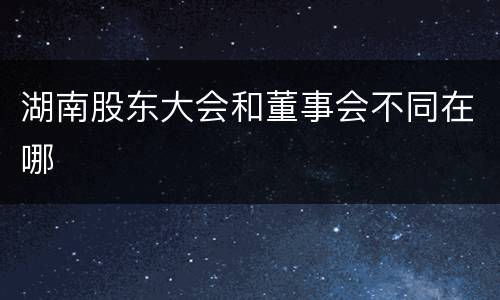 湖南股东大会和董事会不同在哪