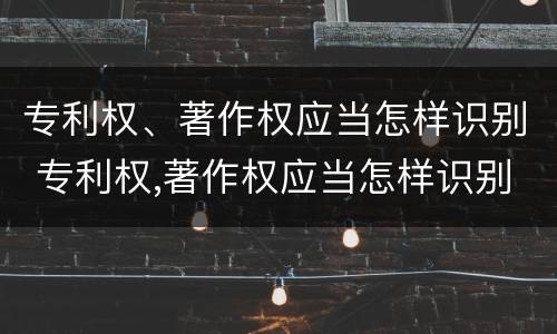 专利权、著作权应当怎样识别 专利权,著作权应当怎样识别出来