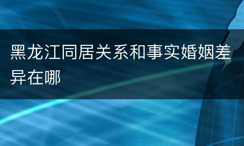 黑龙江同居关系和事实婚姻差异在哪