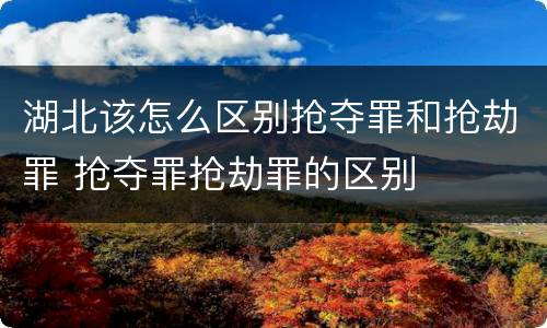 湖北该怎么区别抢夺罪和抢劫罪 抢夺罪抢劫罪的区别