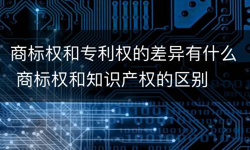 商标权和专利权的差异有什么 商标权和知识产权的区别