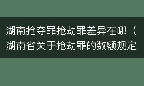 湖南抢夺罪抢劫罪差异在哪（湖南省关于抢劫罪的数额规定）