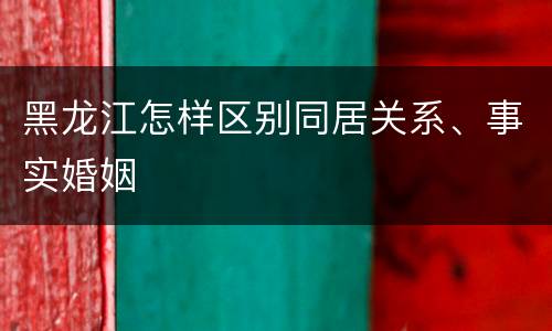 黑龙江怎样区别同居关系、事实婚姻