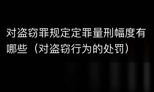 对盗窃罪规定定罪量刑幅度有哪些（对盗窃行为的处罚）